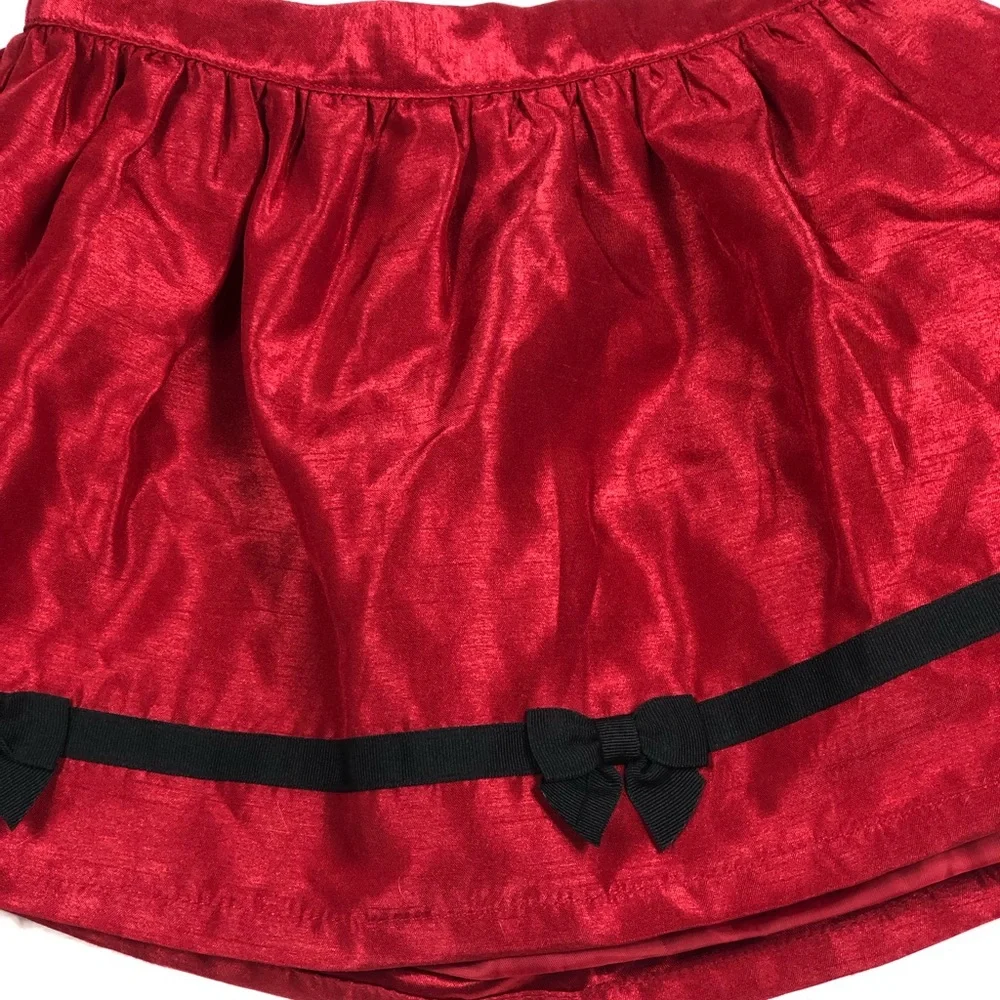 Gymboree Red Satin Skirt with Tiny Black Bows size 5T